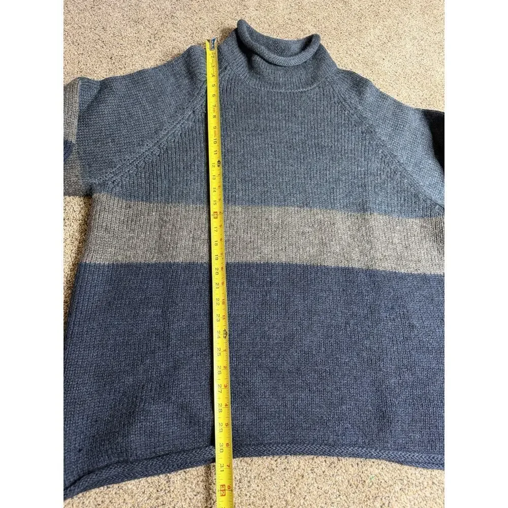 J. CREW Vintage Mens Wool Oarsman Fisherman Knit Sweater Size XXL Blue Gray